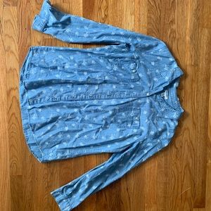 Old Navy Blue Jean Button down with flowers